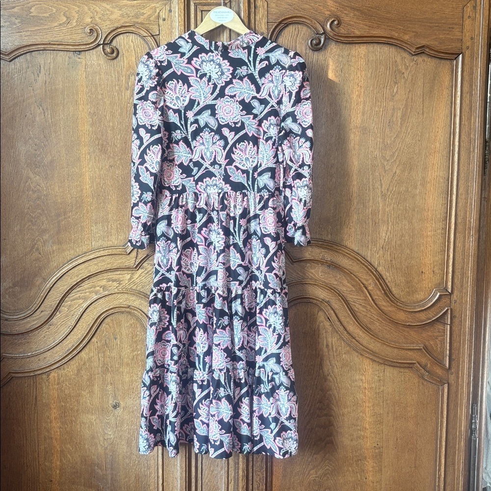 Jude Connally Maggie Midi Dress in Black & Pink Print - Picture 11 of 13